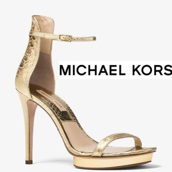 Michael Kors Doris Gold metallic snake embossed. - Picture 1 of 9